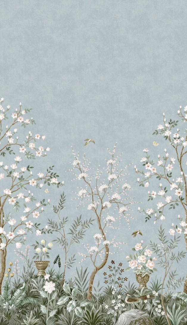 Boras Tapeter 9586W Studio Magnolia Garden Blue - mural w magnolie w stylu chinoiserie
