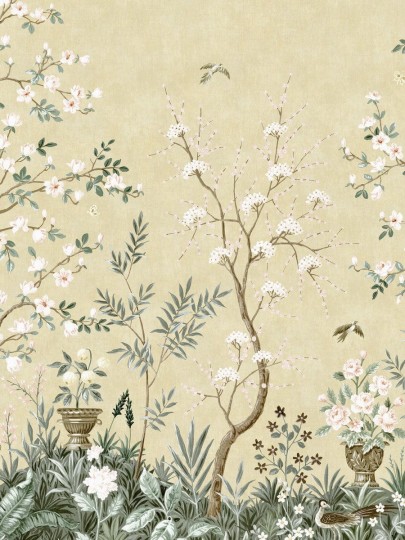 Boras Tapeter 9588W Studio Magnolia Garden Yellow - mural w magnolie w stylu chinoiserie