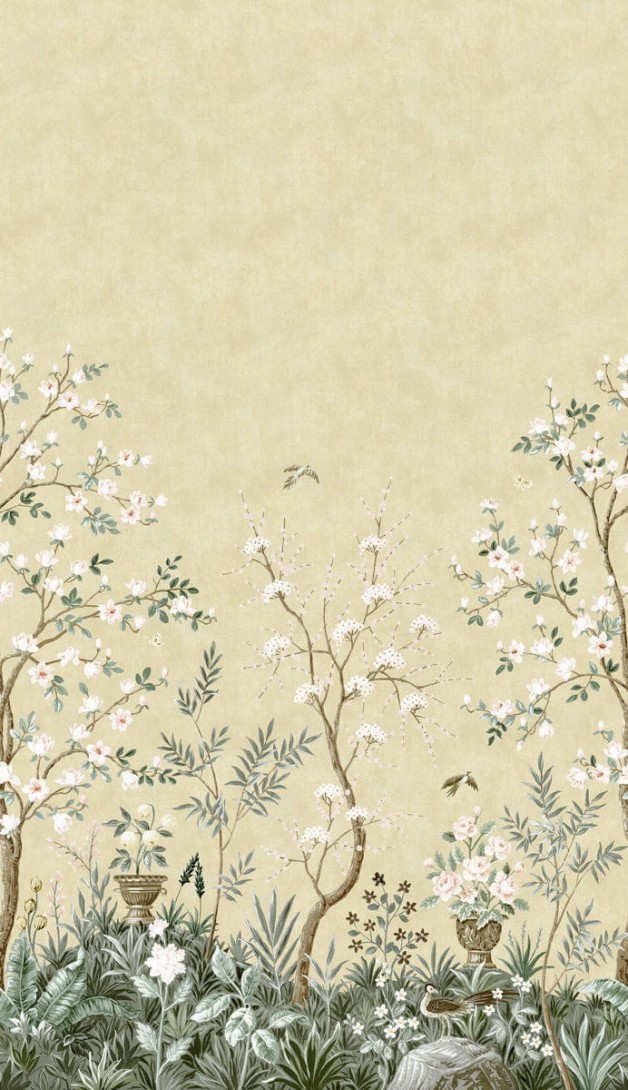 Boras Tapeter 9588W Studio Magnolia Garden Yellow - mural w magnolie w stylu chinoiserie