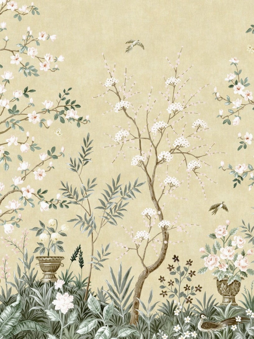 Boras Tapeter 9588W Studio Magnolia Garden Yellow - mural w magnolie w stylu chinoiserie