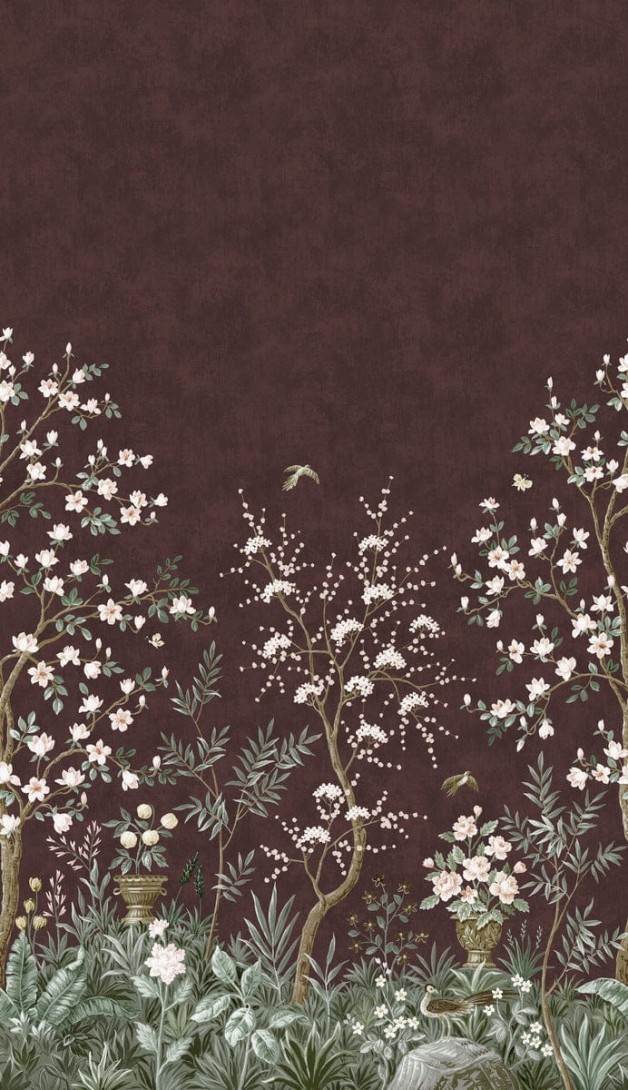 Boras Tapeter 9590W Studio Magnolia Garden Red - mural w magnolie w stylu chinoiserie