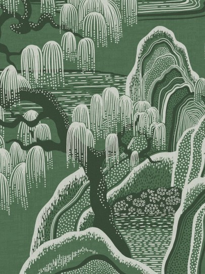Boras Tapeter 9592W Studio Indigo Garden Green - mural japoński ogród