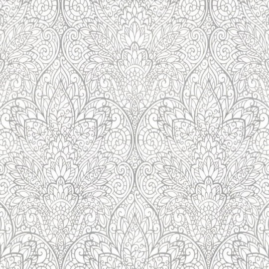 York DT5011 Candice Olson After Eight Paradise Bright White/Silver - tapeta w roślinny ornament