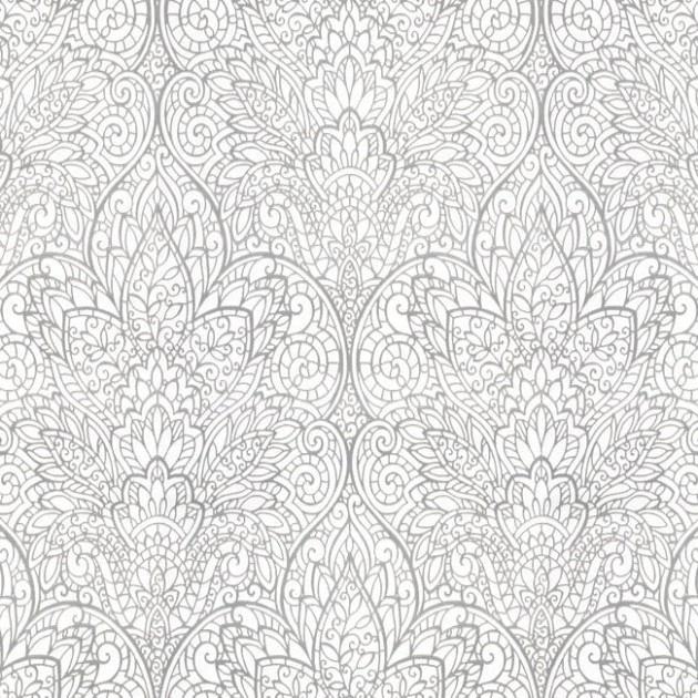 York DT5011 Candice Olson After Eight Paradise Bright White/Silver - tapeta w roślinny ornament