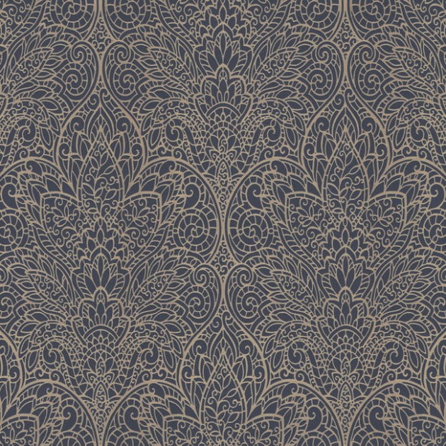 York DT5013 Candice Olson After Eight Paradise Navy/Gold - tapeta w roślinny ornament