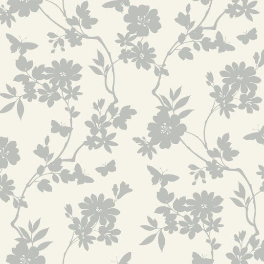 York DT5023 Candice Olson After Eight Flutter Vine White/Silver - tapeta w roślinny motyw