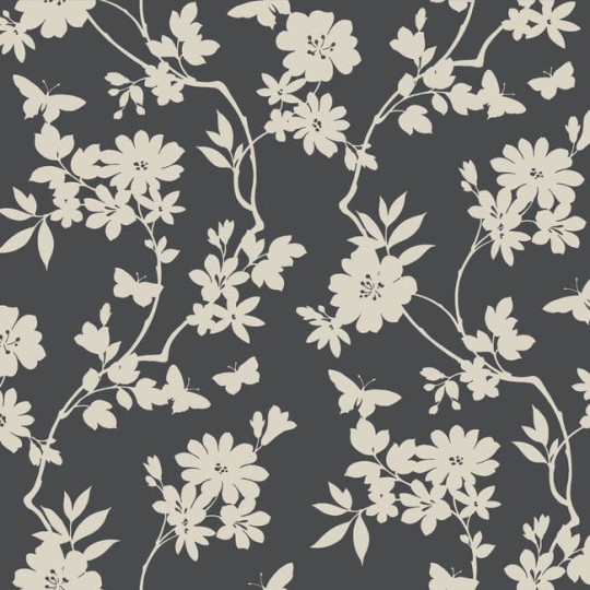 York DT5025 Candice Olson After Eight Flutter Vine Charcoal - tapeta w roślinny motyw