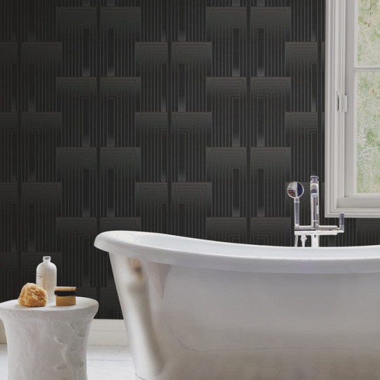 York DT5072 Candice Olson After Eight Vanishing Black/Copper - tapeta w geometryczny wzór