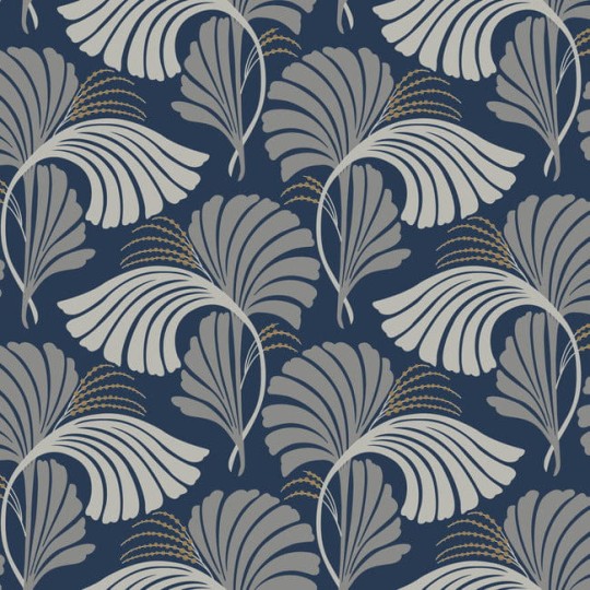 York DT5133 Candice Olson After Eight Dancing Leaves Navy - tapeta w liście