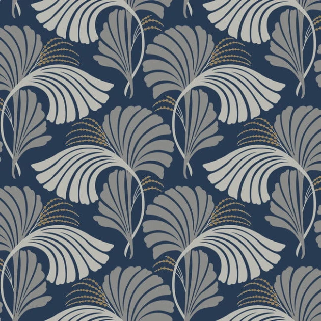 York DT5133 Candice Olson After Eight Dancing Leaves Navy - tapeta w liście