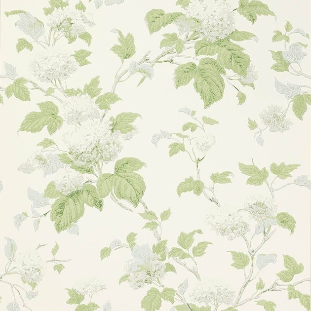 Colefax and Fowler 07816/07 Jardine Florals W/P Chantilly Silver/Forest Green - tapeta w liście i kwiaty