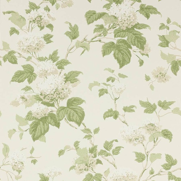 Colefax and Fowler 07816/09 Jardine Florals W/P Chantilly Ivory/Leaf Green - tapeta w liście i kwiaty