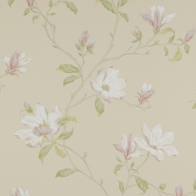 Colefax and Fowler 07976/06 Jardine Florals W/P Marchwood Ivory/Green - tapeta w kwiaty magnolii