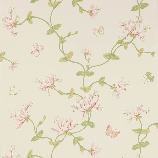 Colefax and Fowler W7002-03 Jardine Florals W/P Honeysuckle Pink/Green - tapeta w stylizowane gałązki i kwiaty