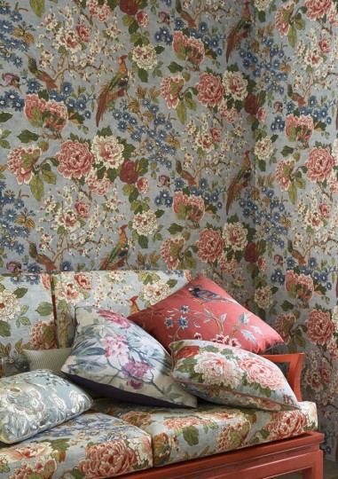 Colefax and Fowler W7003-02 Jardine Florals W/P Jardine Old Blue - tapeta w kwiaty