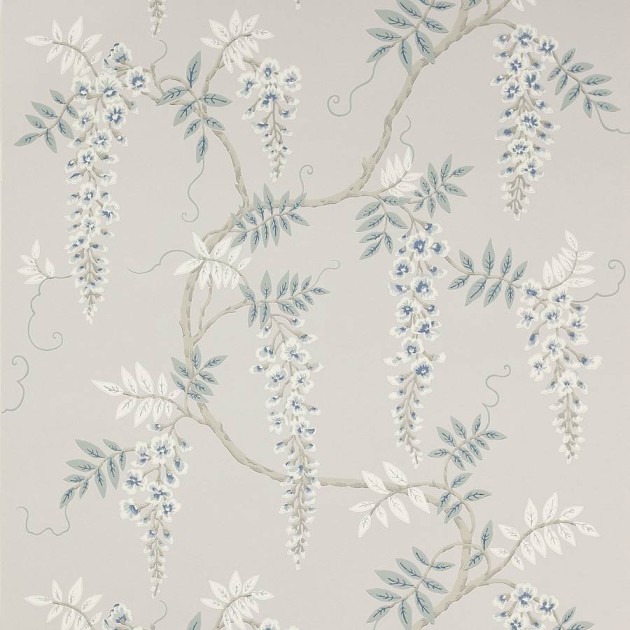 Colefax and Fowler W7005-02 Jardine Florals W/P Grayshott Silver Blue - tapeta w kwiaty glicynii