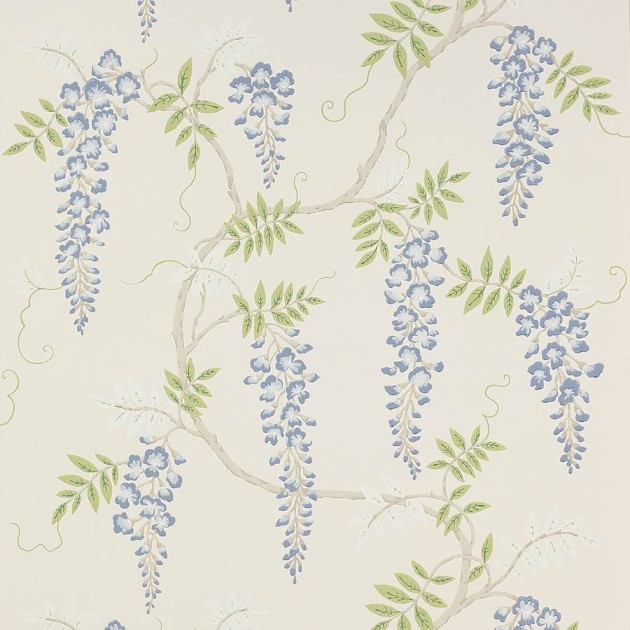Colefax and Fowler W7005-05 Jardine Florals W/P Grayshott Blue/Green - tapeta w kwiaty glicynii