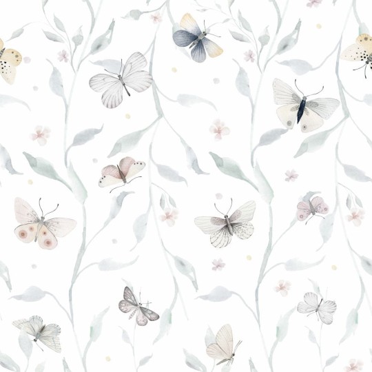 Yokodesign W02 Motyle - tapeta dla dzieci w motyle i roślinny motyw