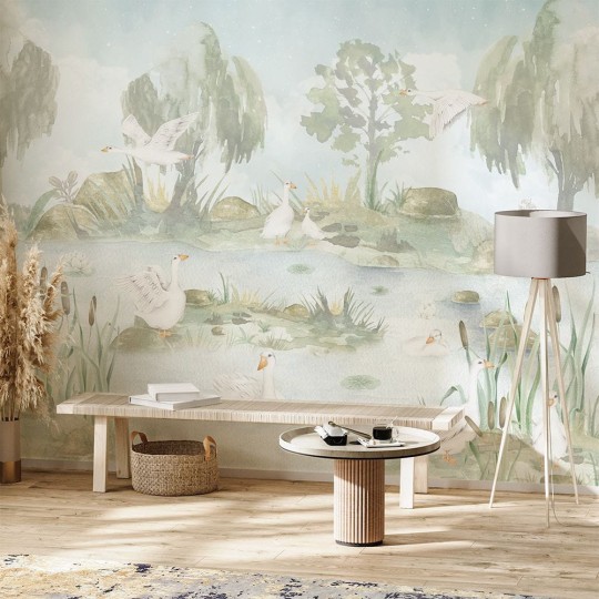 Yokodesign W38 Piknik nad stawem - tapeta dla dzieci w kaczki