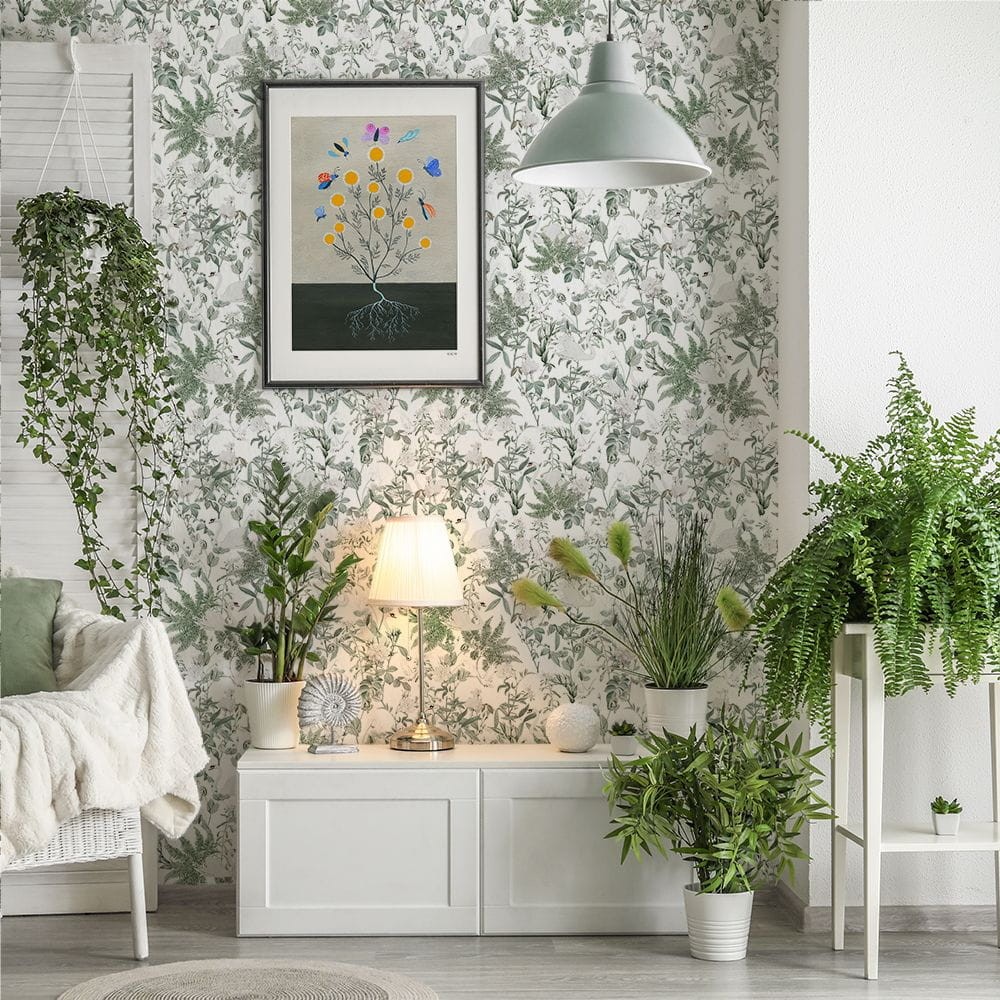 Yokodesign W46 Łabędzie i Gołębie - tapeta w ptaki i roślinny motyw