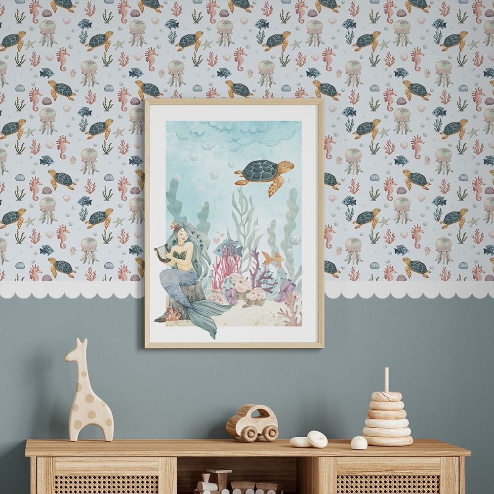Yokodesign W59 Koralowe Wybrzeże - tapeta dla dzieci w żółwie i meduzy