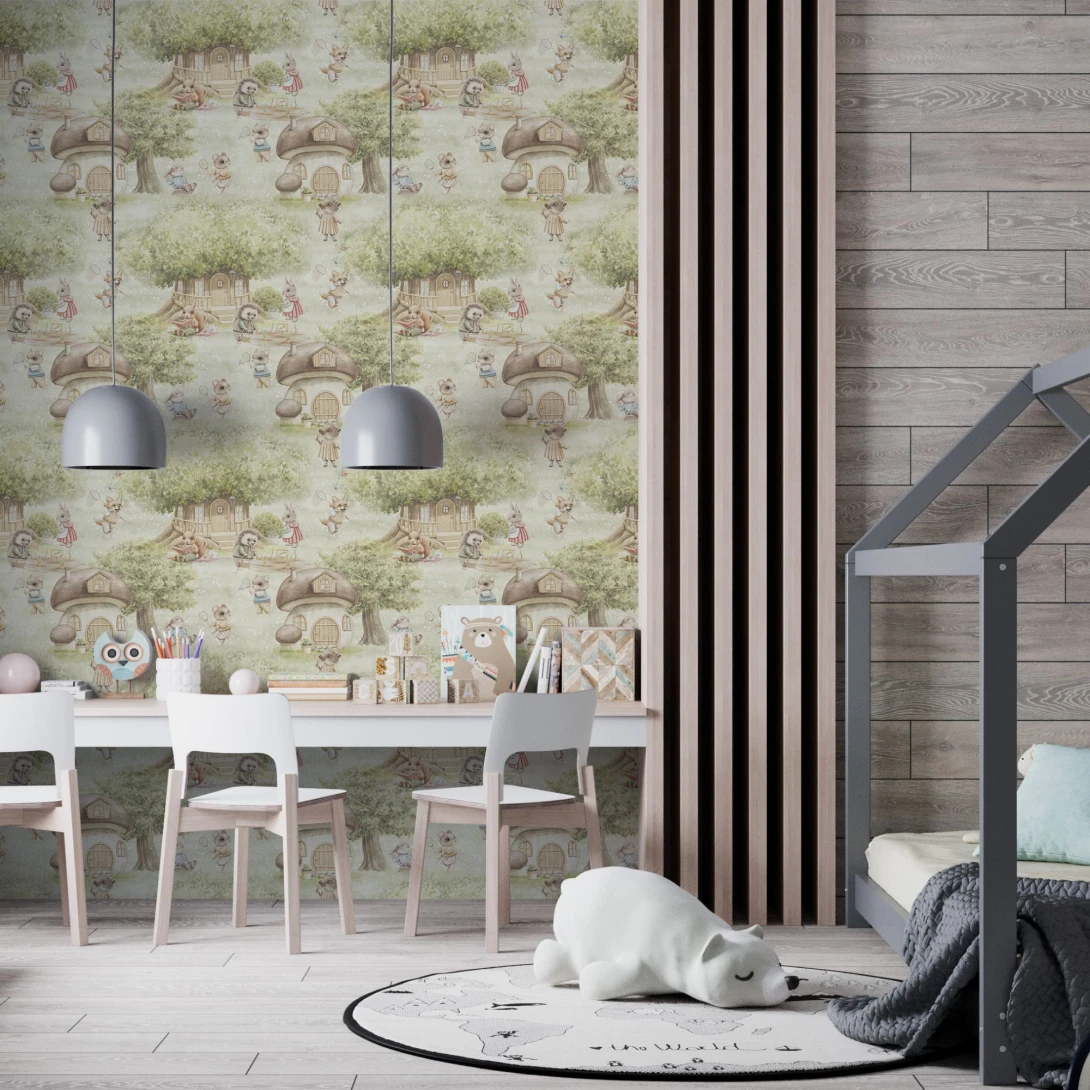 Yokodesign W66 Opowieści z Leśnej Chaty - tapeta dla dzieci w leśny motyw