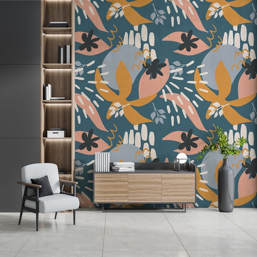 Yokodesign W76 Abstrakcja - tapeta w abstrakcyjny roślinny motyw