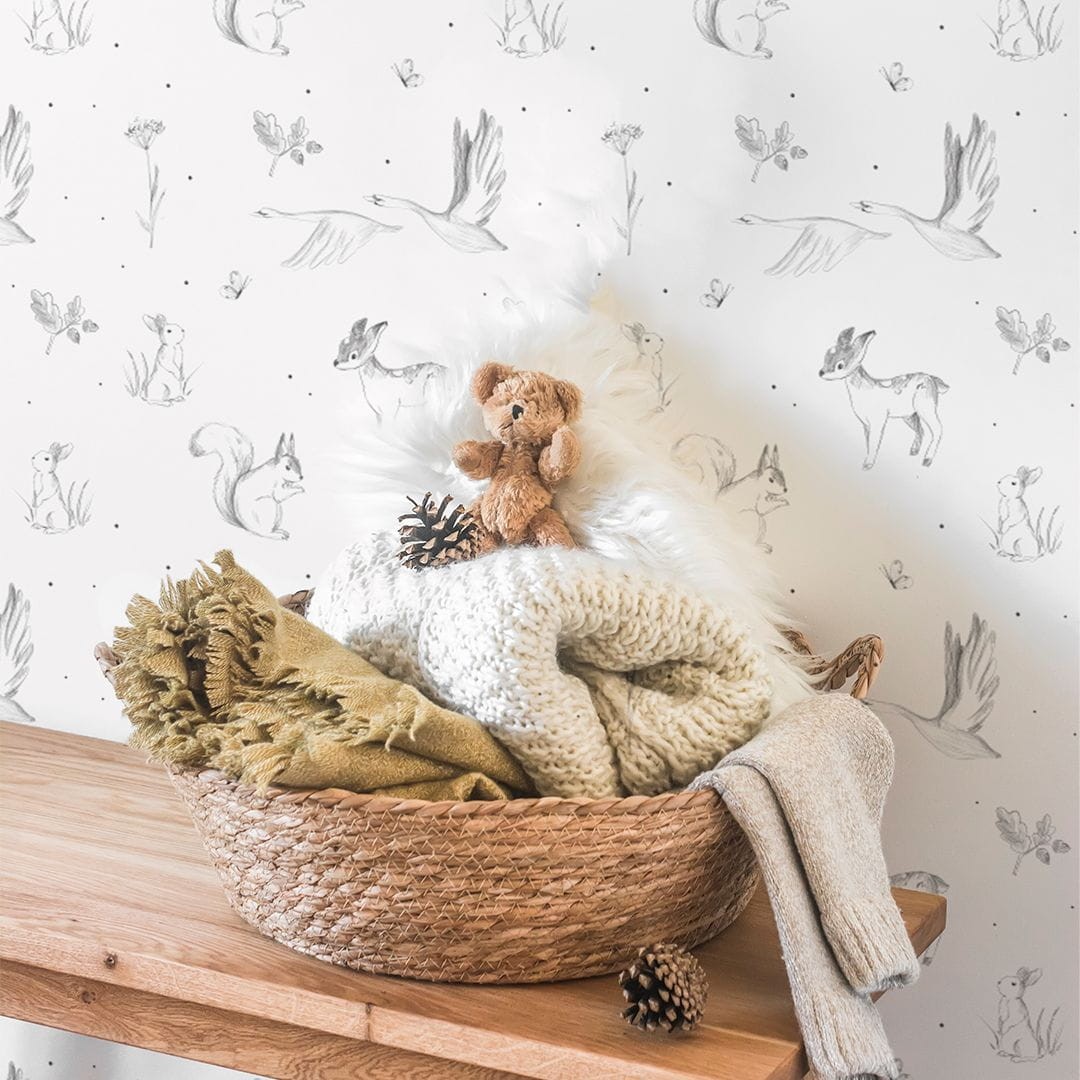 Yokodesign W116 Szkic Zwierzęta - tapeta dla dzieci w zwierzęta