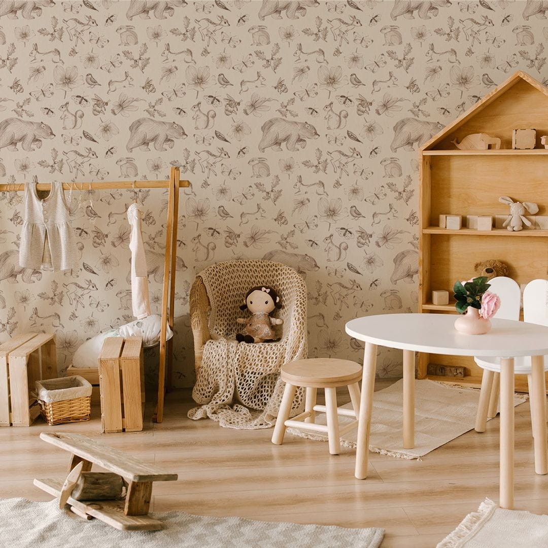 Yokodesign W117 Szkic Zwierzęta - tapeta dla dzieci w zwierzęta