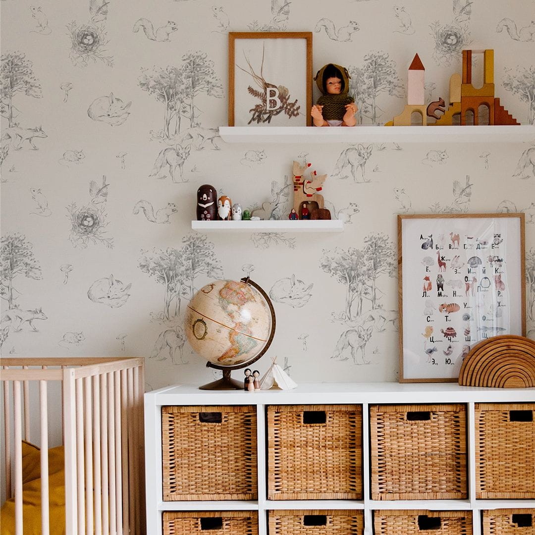 Yokodesign W125 Szkic Las - tapeta dla dzieci w rośliny motyw