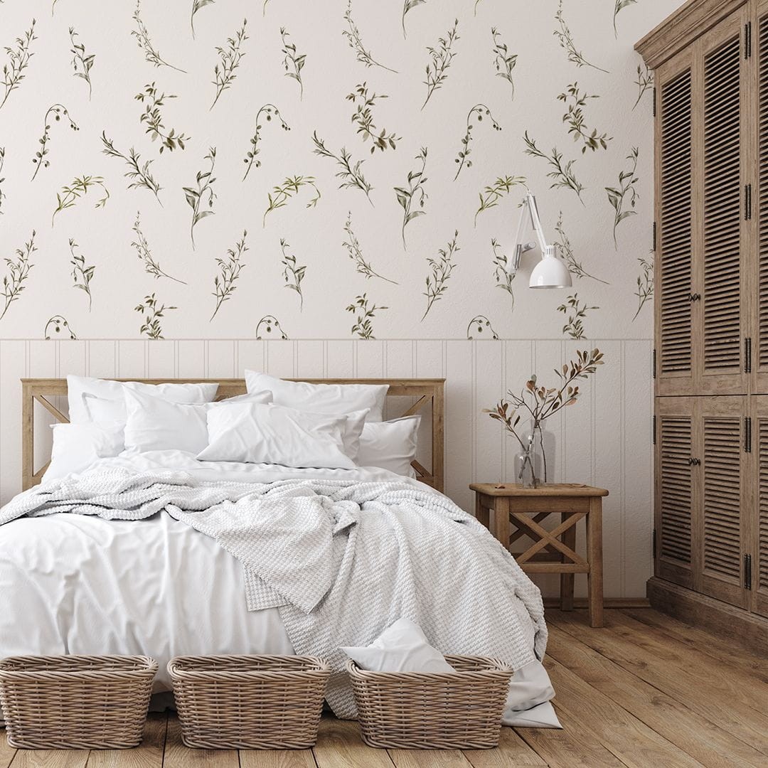 Yokodesign W137 Lamperia Liście - tapeta w liście i lamperię