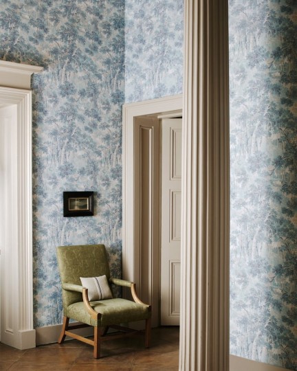 Colefax and Fowler W7016-01 Ashdown Arden Old Blue - tapeta w motyw lasu