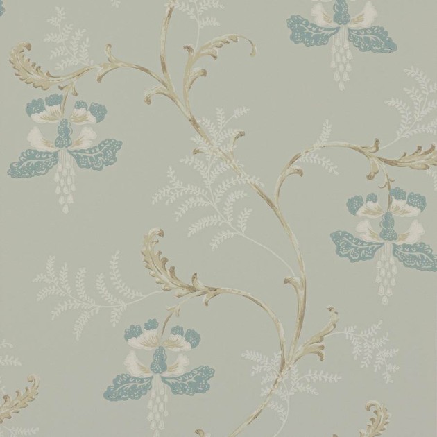 Colefax and Fowler 07127/03 Ashdown Bellflower Aqua - tapeta w stylizowany motyw roślinny