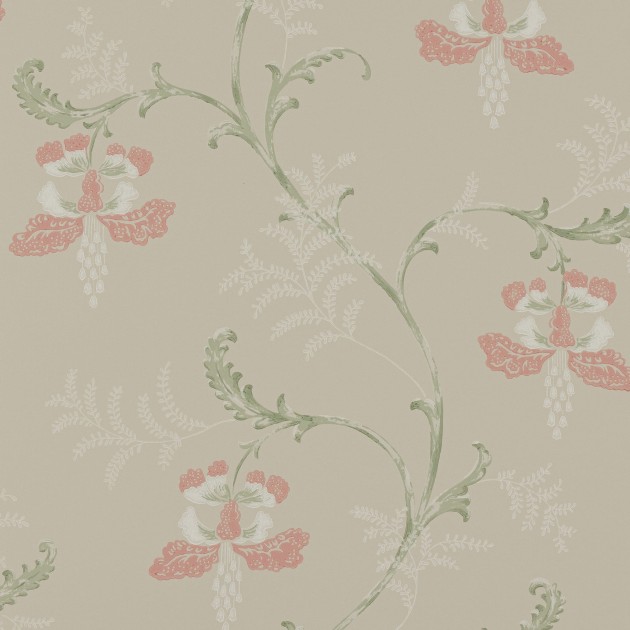 Colefax and Fowler 07127/07 Ashdown Bellflower Pink/Green - tapeta w stylizowany motyw roślinny