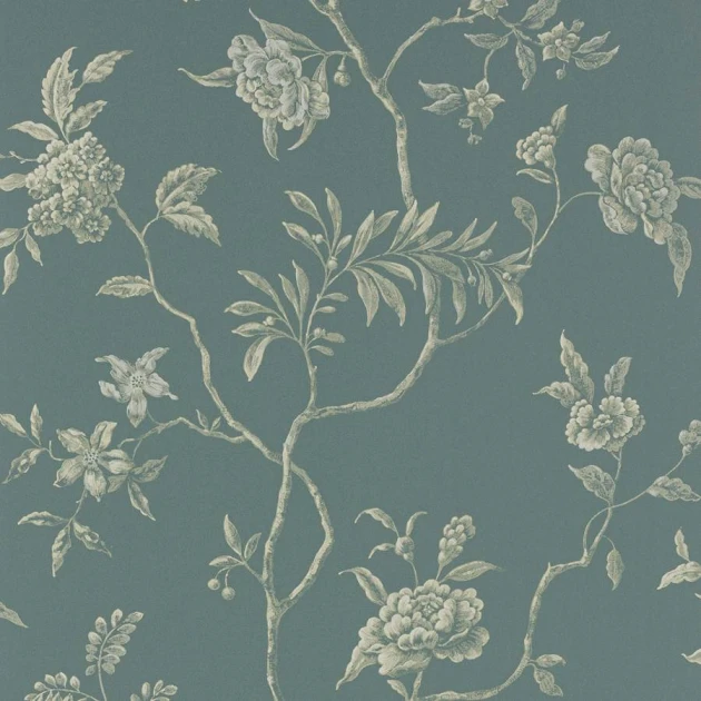 Colefax and Fowler 07128/03 Ashdown Delancey Blue - tapeta w motyw roślinny w stylu chinoiserie