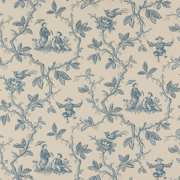 Colefax and Fowler W7017-02 Ashdown Toile Chinoise Blue - tapeta w stylu chinoiserie