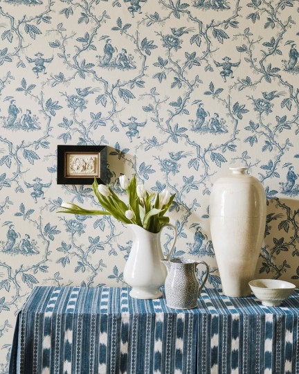 Colefax and Fowler W7017-04 Ashdown Toile Chinoise Charcoal - tapeta w stylu chinoiserie