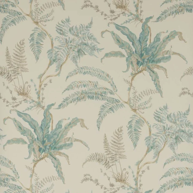 Colefax and Fowler W7015-02 Ashdown Woodfern Aqua - tapeta w paprocie