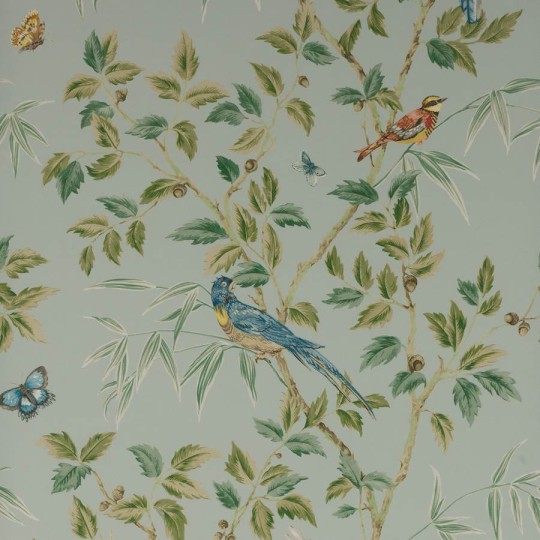 Colefax and Fowler W7021-01 Ashdown Ashdown Old Blue - tapeta w roślinny motyw i ptaki