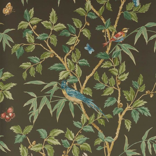 Colefax and Fowler W7021-02 Ashdown Ashdown Black - tapeta w roślinny motyw i ptaki