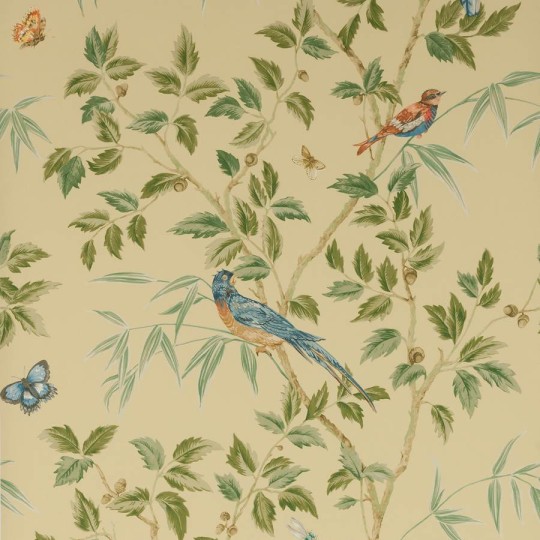 Colefax and Fowler W7021-03 Ashdown Ashdown Yellow - tapeta w roślinny motyw i ptaki