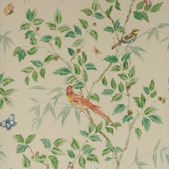 Colefax and Fowler W7021-04 Ashdown Ashdown Cream - tapeta w roślinny motyw i ptaki