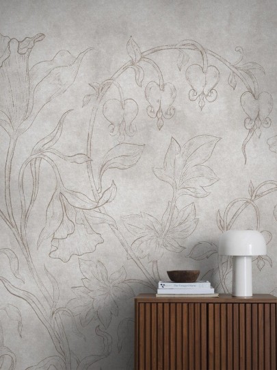 Boras Tapeter 9597W Studio Burning Heart Beige - mural szkic kwiatów