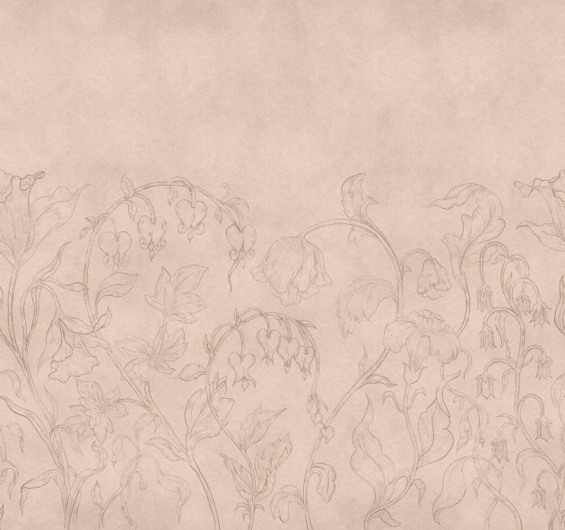 Boras Tapeter 9598W Studio Burning Heart Pink - mural szkic kwiatów