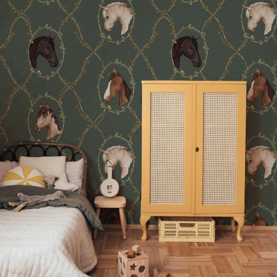 Dekornik DEKO.TAP.412 Watercolour horses green - tapeta w konie