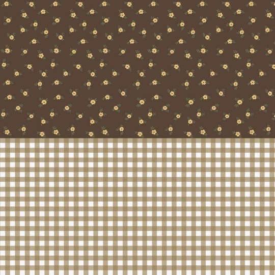 Dekornik DEKO.TAP.435 Rustic garden brown - tapeta w łąkę kwiatów z lamperią w kratkę