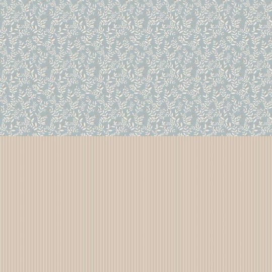 Dekornik DEKO.TAP.443 Delicate twigs with blue and beige - tapeta gałązki z lamperią w paski