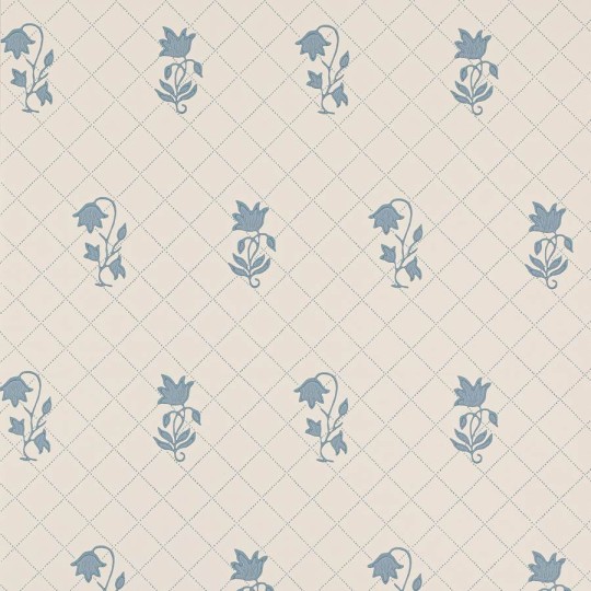 Colefax and Flower W7010-01 Small Design W/Papers II Berkeley Sprig Blue - tapeta w kratkę i kwiaty