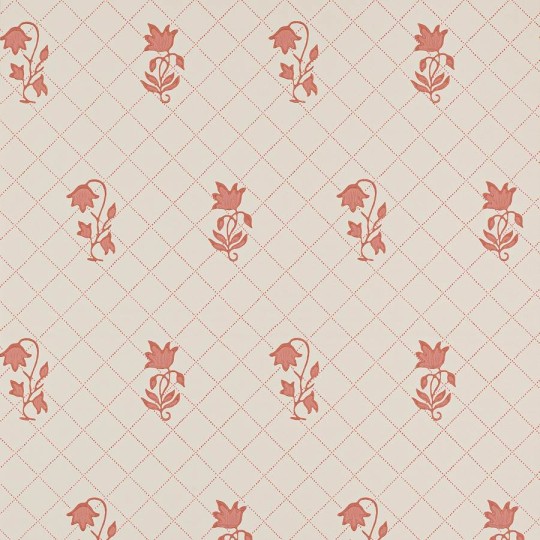 Colefax and Flower W7010-05 Small Design W/Papers II Berkeley Sprig Red - tapeta w kratkę i kwiaty