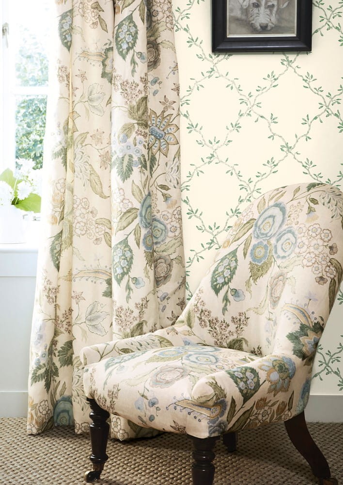 Colefax and Flower 07706/02 Small Design W/Papers II Leaf Trellis Pale Green - tapeta w roślinną kratkę